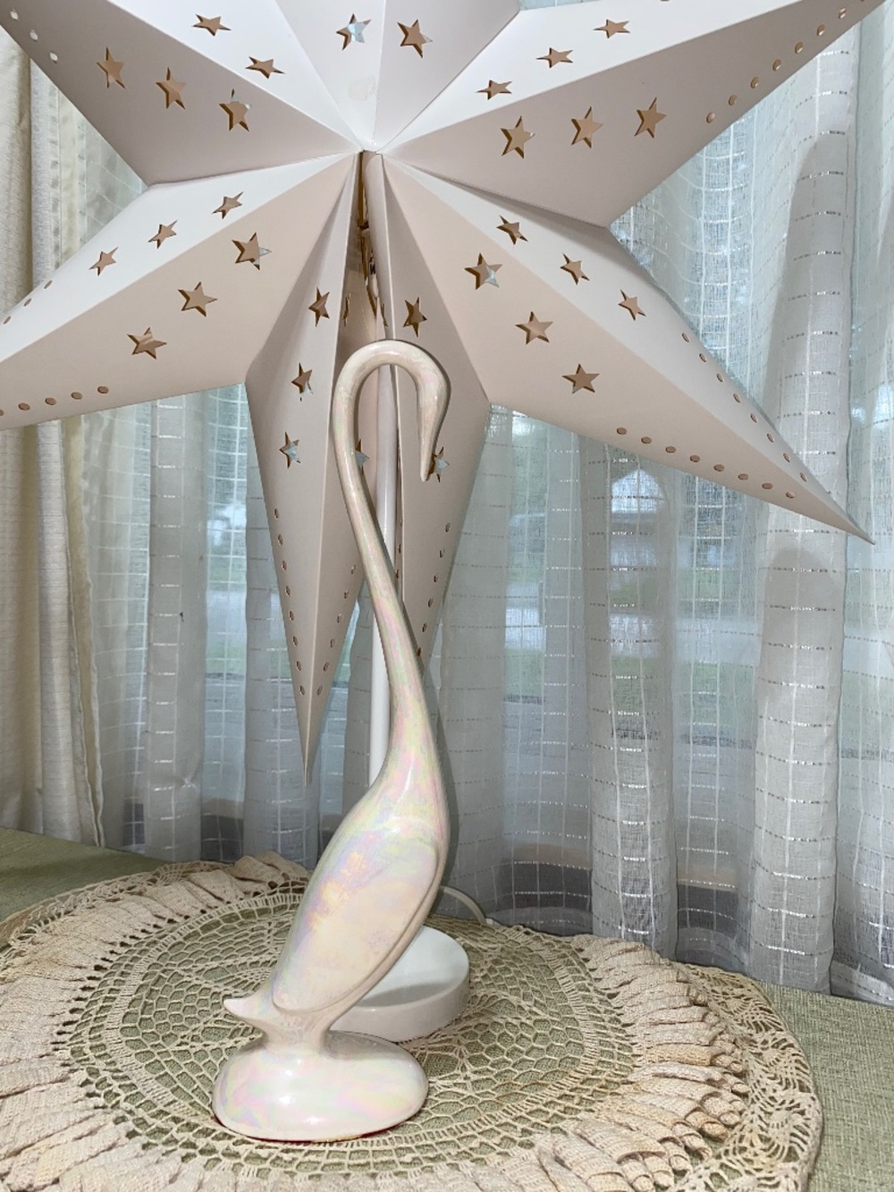 Elegant Vintage Iridescent Mis-Century Modern Style Crane